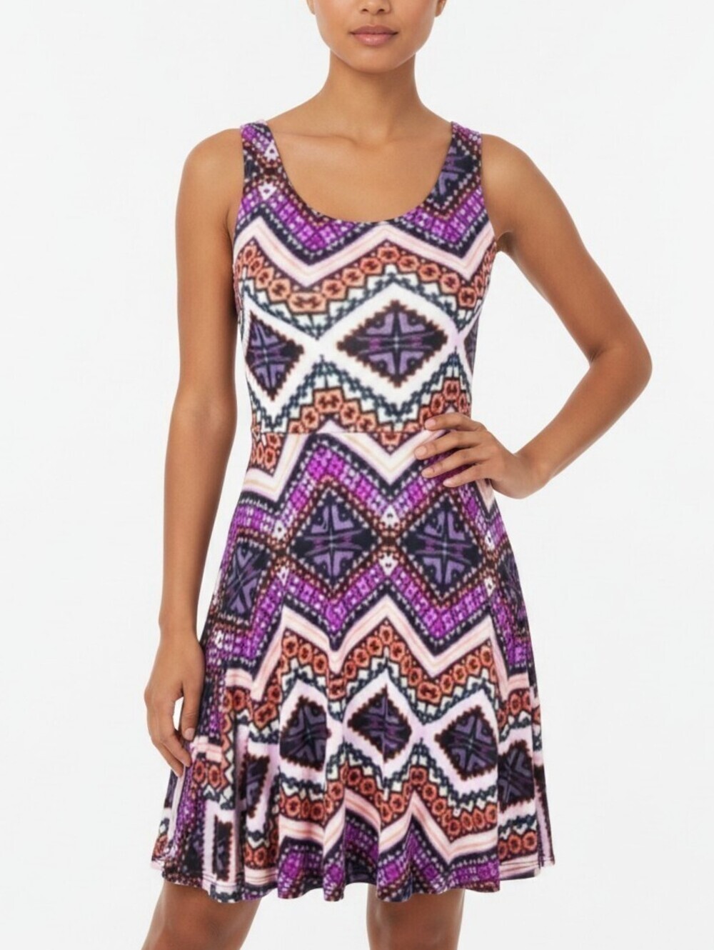 Express Y2K Vintage Purple Multicolor Dress Boho Retro Bohemian Women's Size XS